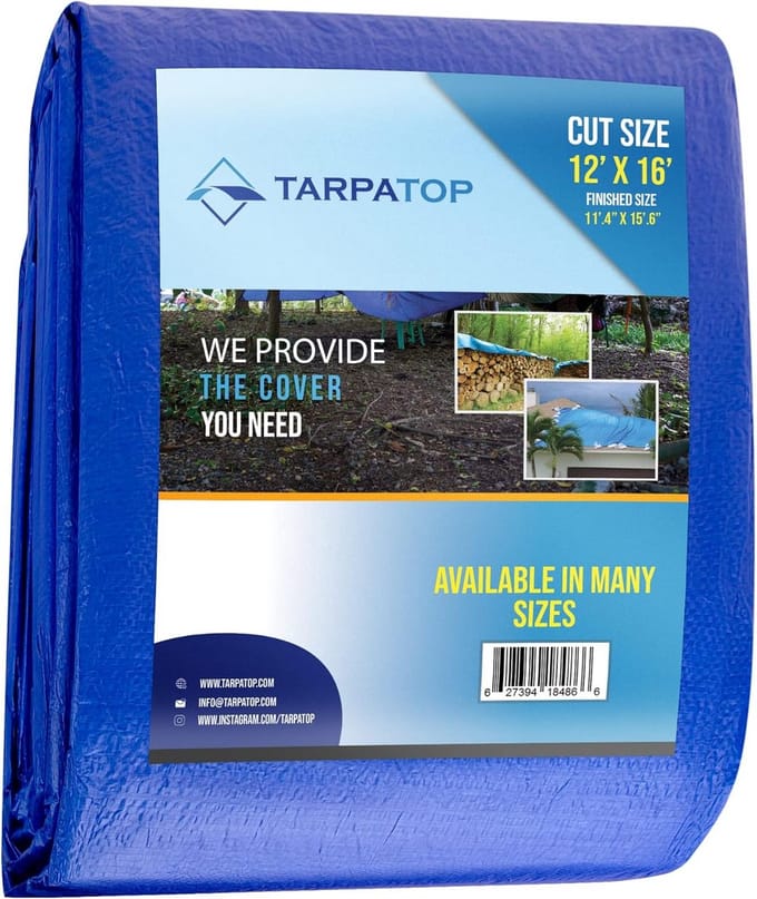 Waterdichte Poly Tarp 12' x 16' Blauw - Multifunctioneel Zeil voor Camping en Shelter