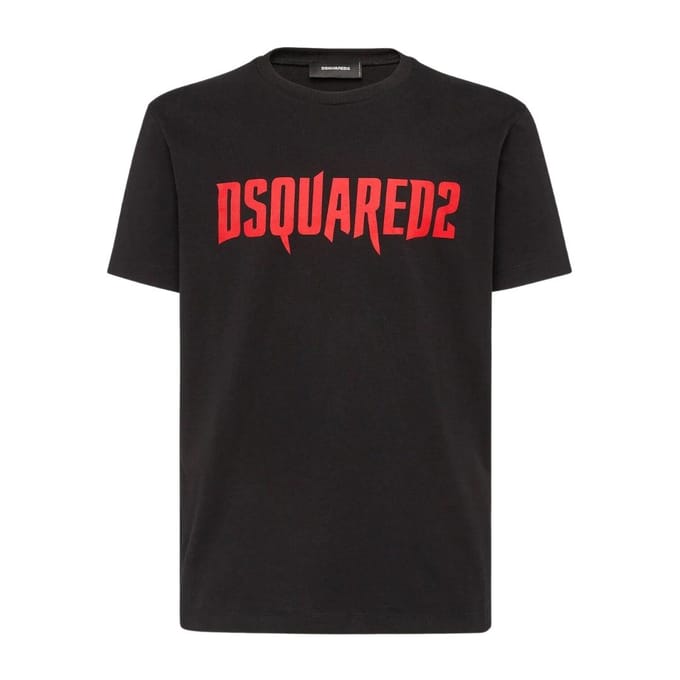 DSquared2 Heren Horror Logo T-Shirt (Zwart, Rood)