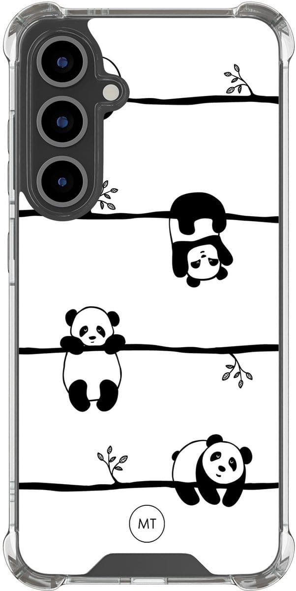 Hoesje (shockproof) geschikt voor Samsung Galaxy S25 FE - Panda - Extra sterke case - TPU/polycarbonaat - - Multi, Transparant