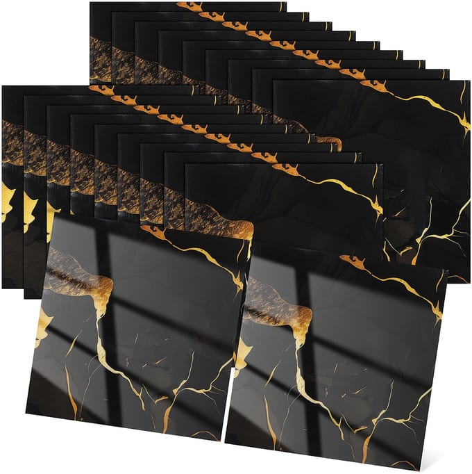 50 Stuks Zwarte Marmertegels 30x30 – XPE Schuim Waterdicht – Zelfklevend
