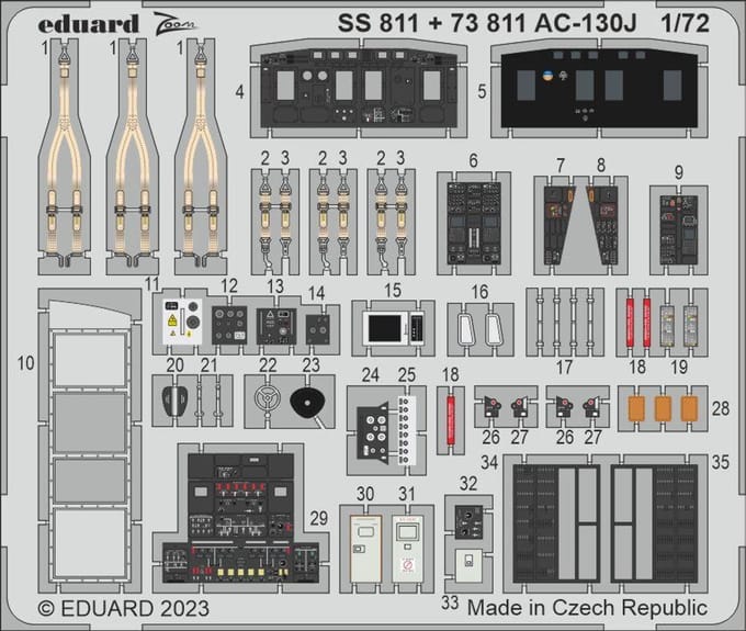 Eduard Modelbouwdecoratie - SS811 Accessoires for AC-130J - Photo-etch
