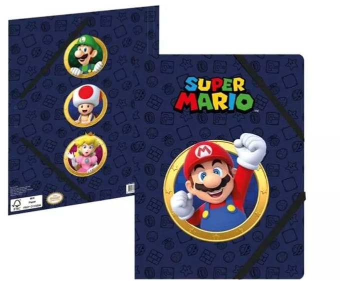 Super Mario Bross - Elastomap - A4 - met 3 kleppen.