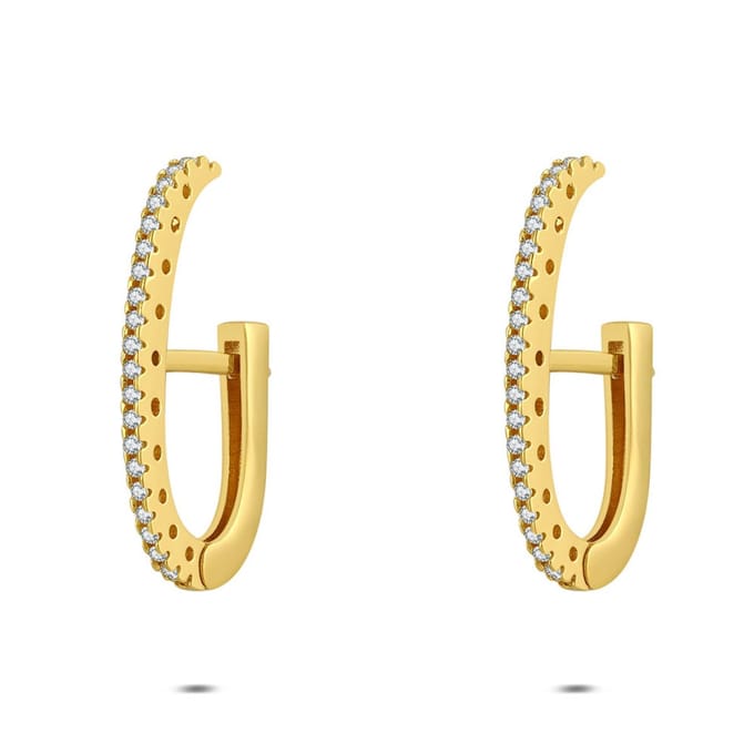 Twice As Nice Oorbel, zilver met zirkonia Goudkleurig