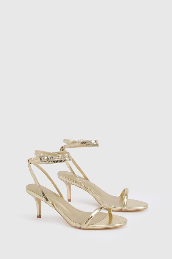 boohoo Dames Metallic Basic Low 2 Part Heels | Goud | Maat: 37