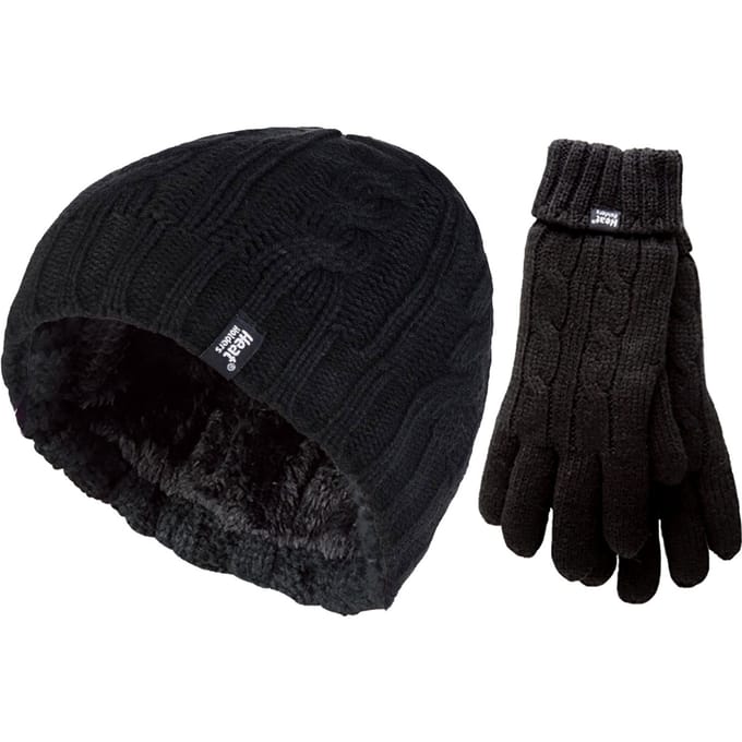 Heat Holders - Damesmuts en handschoenenset voor de winter - Zwart