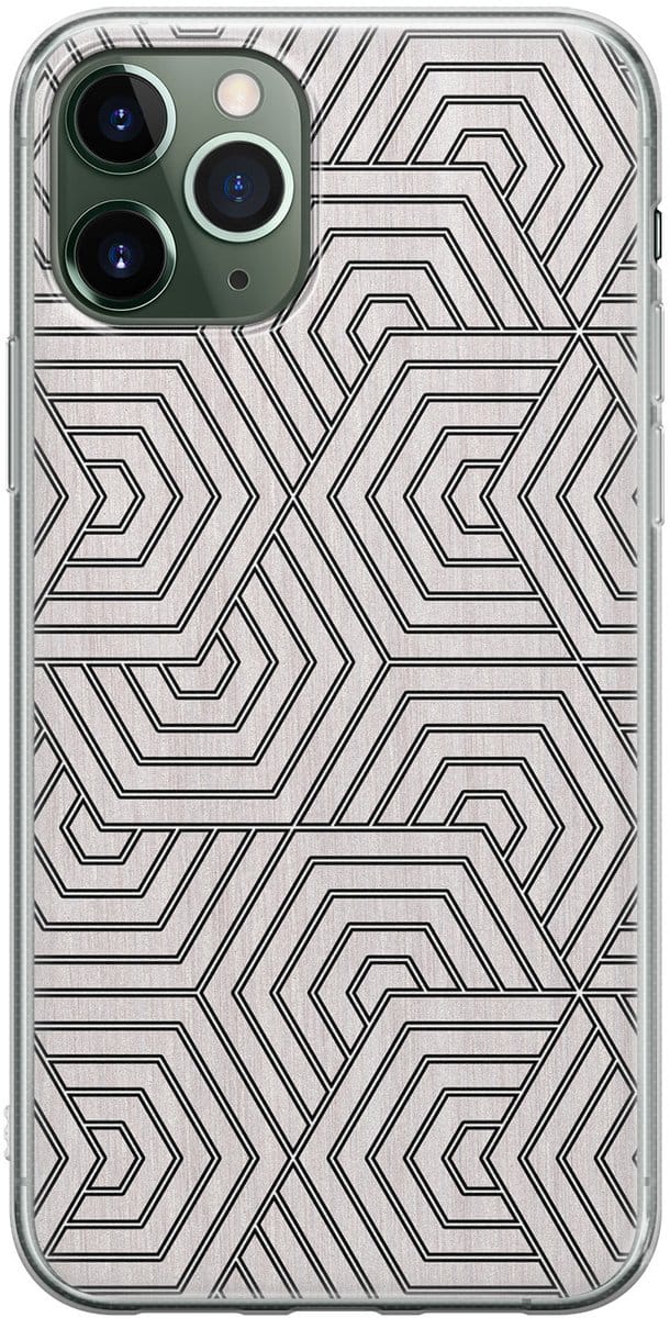 Leuke Telefoonhoesjes - Geschikt voor iPhone 11 Pro Max - Geometrisch - Soft case - TPU - Grijs