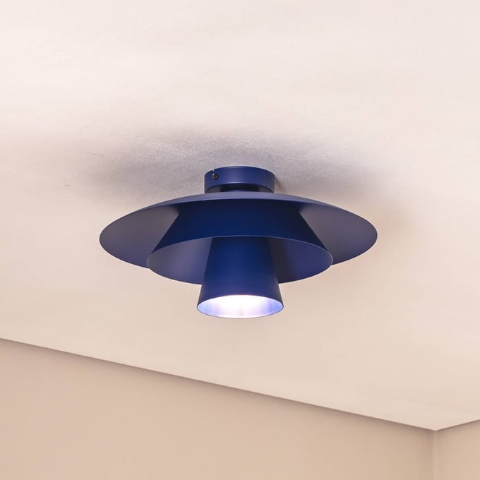 Luminex Plafondlamp Plato, donkerblauw, metaal, Ø 38 cm, E27