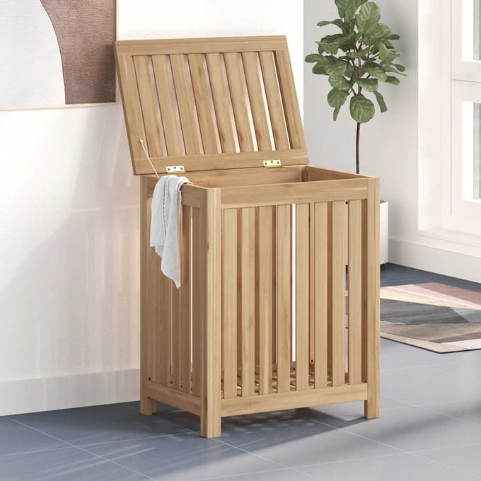 vidaXL - Wasmand - 50x35x60 - cm - massief - teakhout