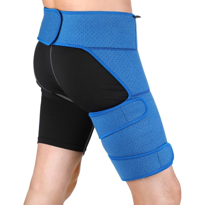 Doact blauwe geperforeerde ademende riem tailleondersteuning dij black