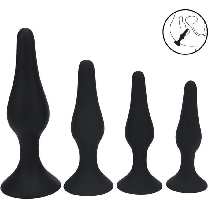 Slim Siliconen Anale Plug Set van 4 - S/M/L/XL - Zwart