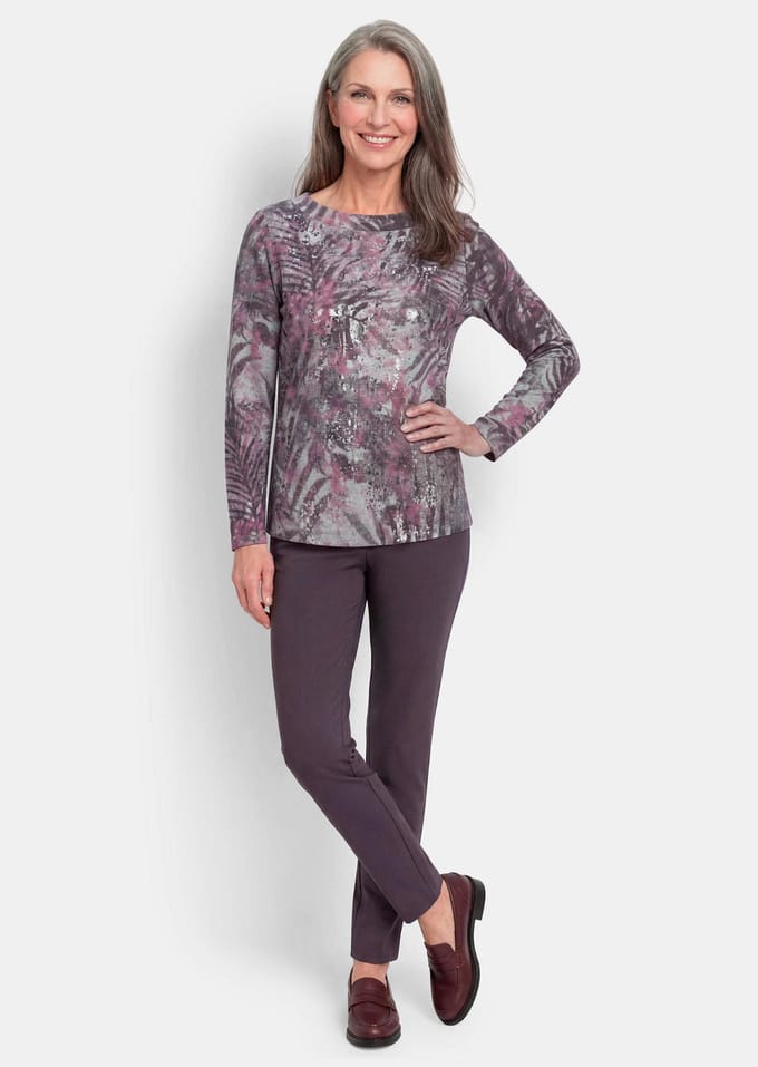 Sweatshirt in metallic look - bessen / gedess. - Gr. 20 van Goldner Fashion