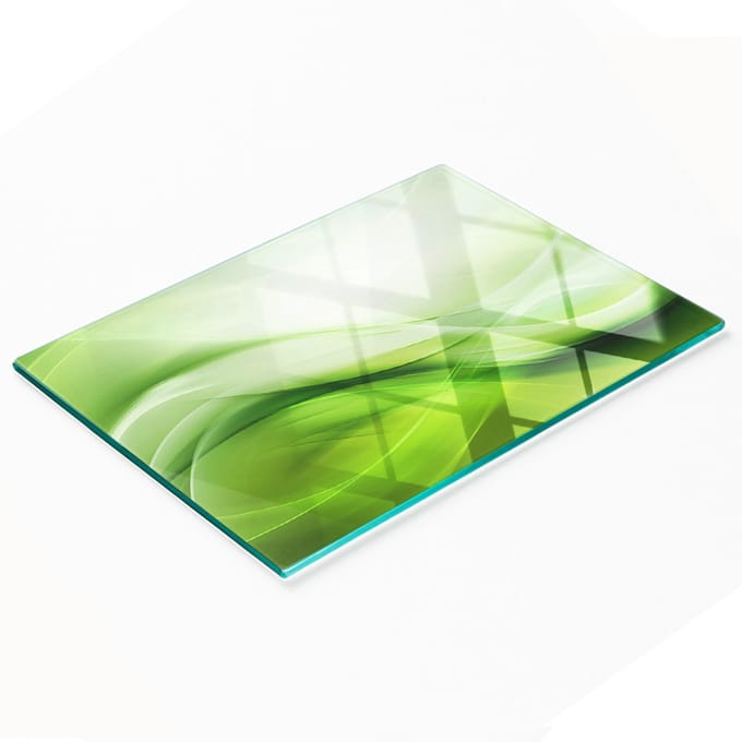 Multifunctionele decoratieve glazen snijplank voor de keuken, groene golven, 80x52 cm
