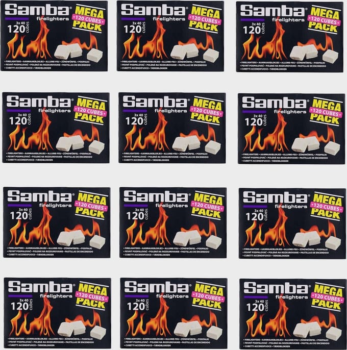 Samba Bulk Kerosine Aanmaakblokjes - 12 Pakjes van 120 Stuks