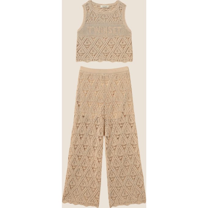 compleet gebreid meisje beige safari