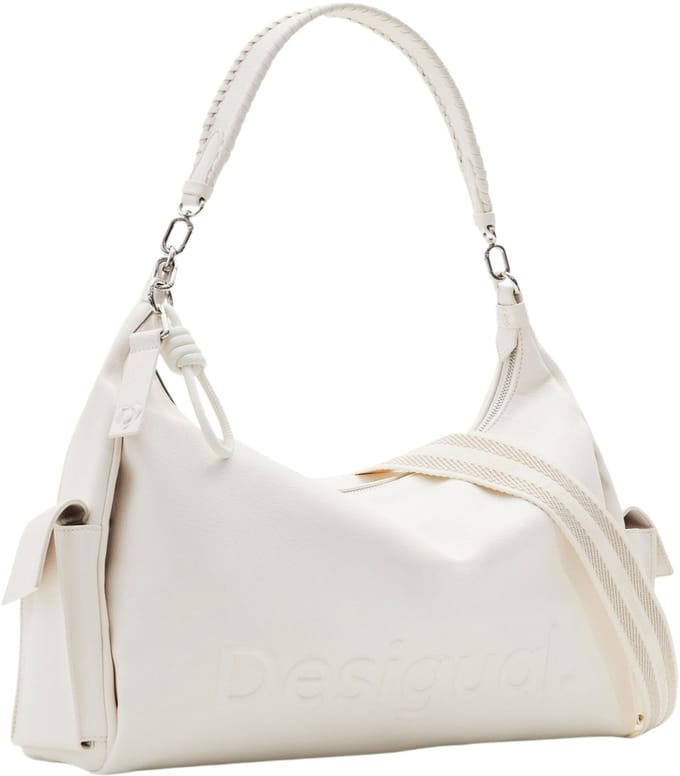Desigual Schoudertas Half Logo 24 Brasilia Shoulder Bag Creme White Crème