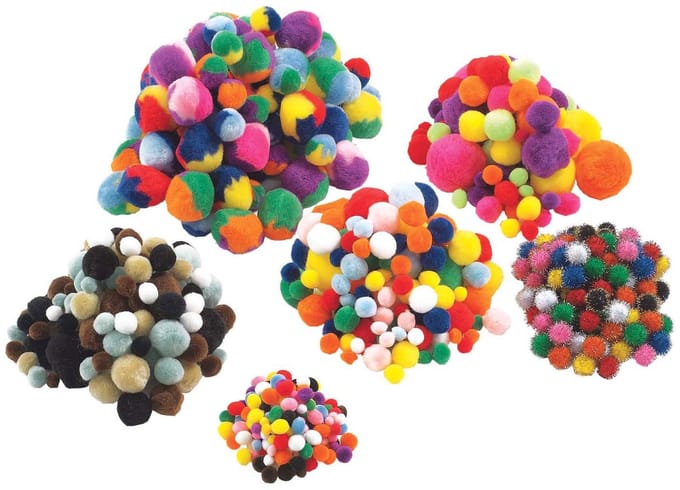 Colorations gekleurde pompons knutselset 700 stuks multi kleuren.