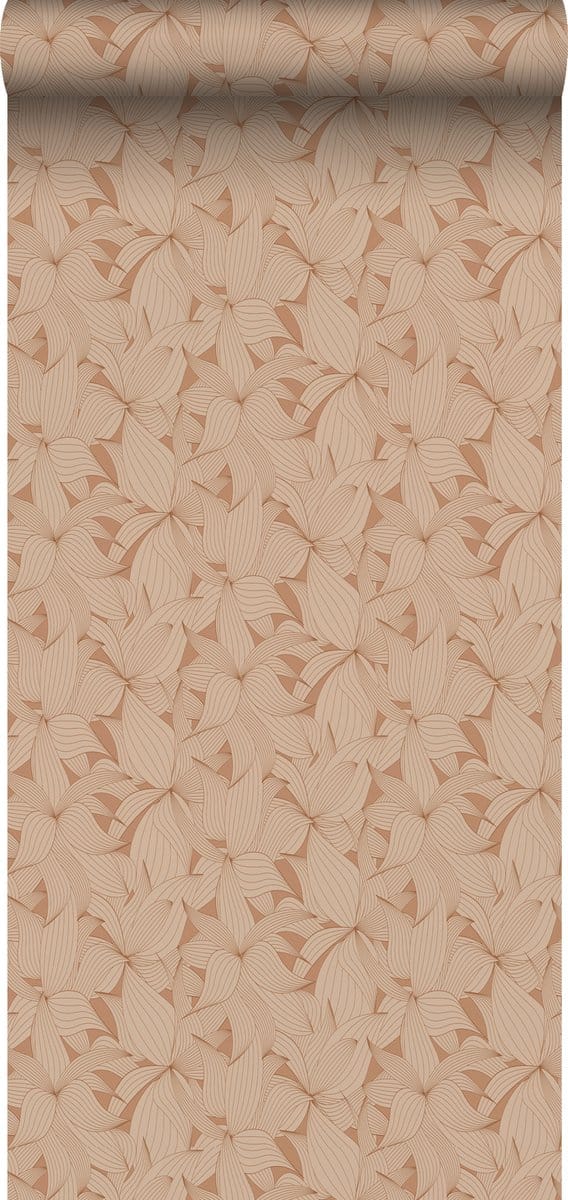 ESTAhome behang getekende bladeren terracotta - 50 x 900 cm - 139499
