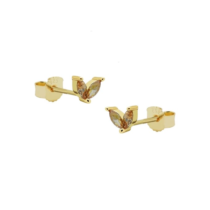 Karma Oorknoppen symbol double leaves goud Bruin