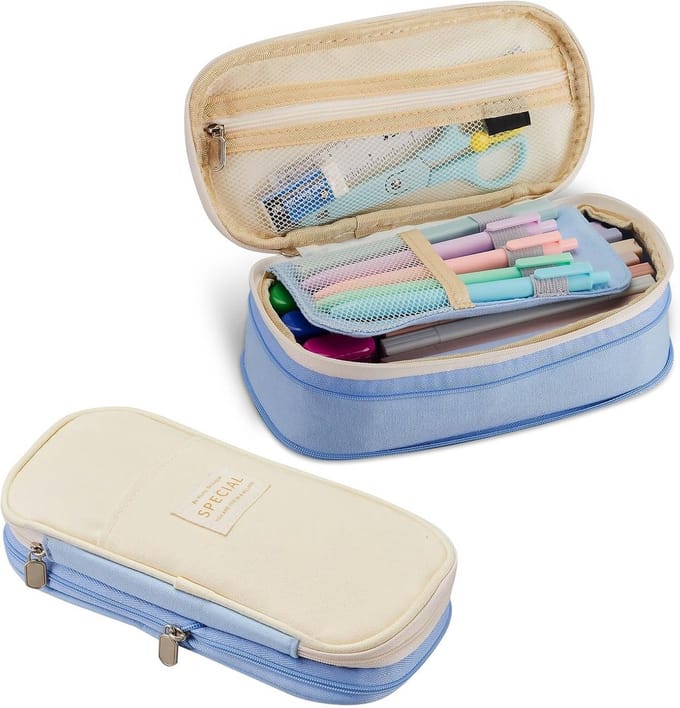 Grote Capaciteit Pennen Etui & Potlood Case - Stevig Canvas)