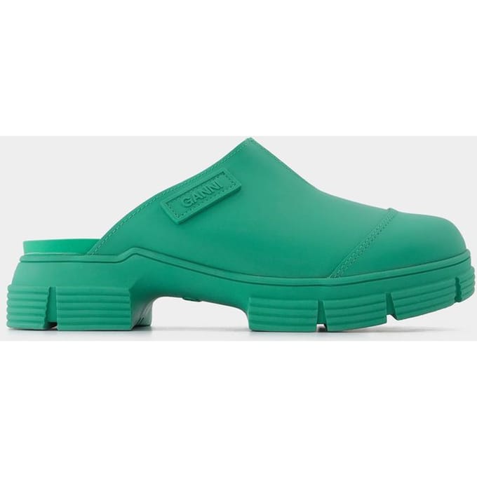 Groene muiltjes van gerecycled rubber