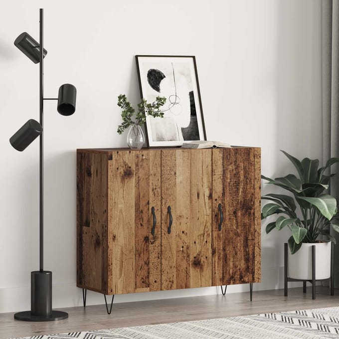 vidaXL - Dressoir - Oudhout - 90 - x - 32,5 - x - 80 - cm - Bewerkt - hout