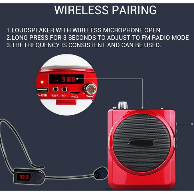 Handsfree Draadloze FM Condensator Microfoon Headset Megafoon Radio Microfoon voor Verkoper Leraar Host zwart