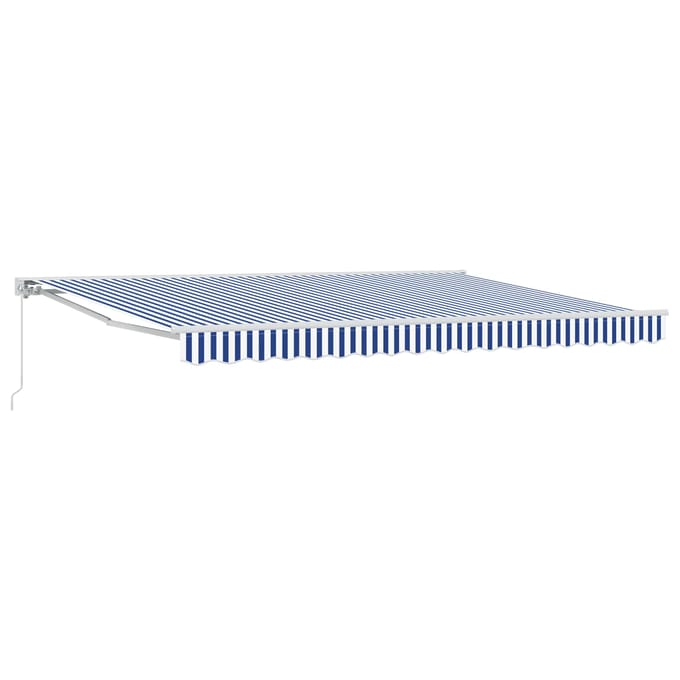 vidaXL - Handmatig - uitschuifbare - luifel - Blauw - en - Wit - 4 - × - 3,5 - m