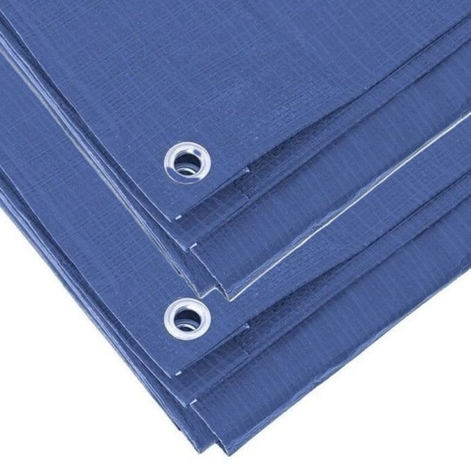 Benson afdekzeil - 2x - blauw - 3 x 5 m - bevestiging ogen - grondzeil - dekzeil