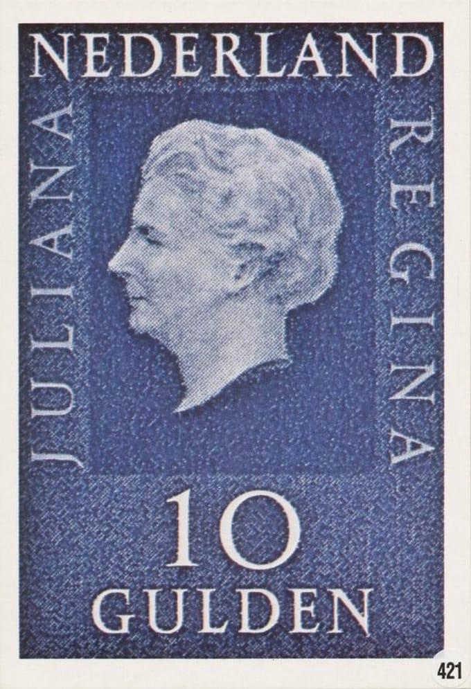 Briefkaart met afbeelding Juliana Regina postzegel