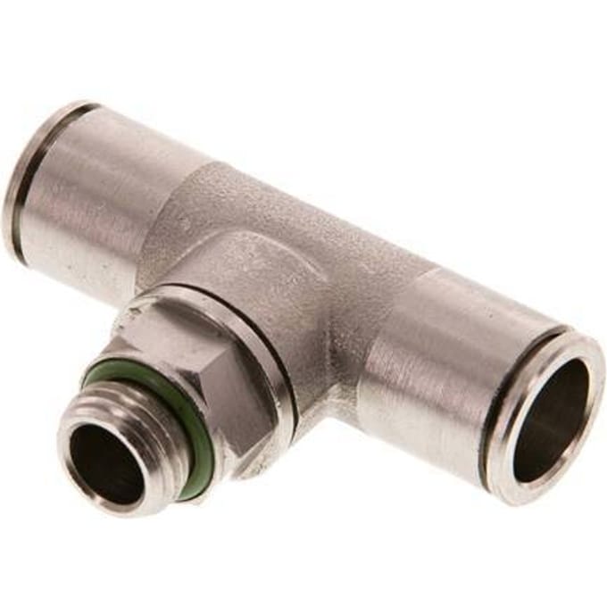 12mm x G1/4'' inline T-stuk Messing Insteekfitting Buitendraad Draaibaar FKM
