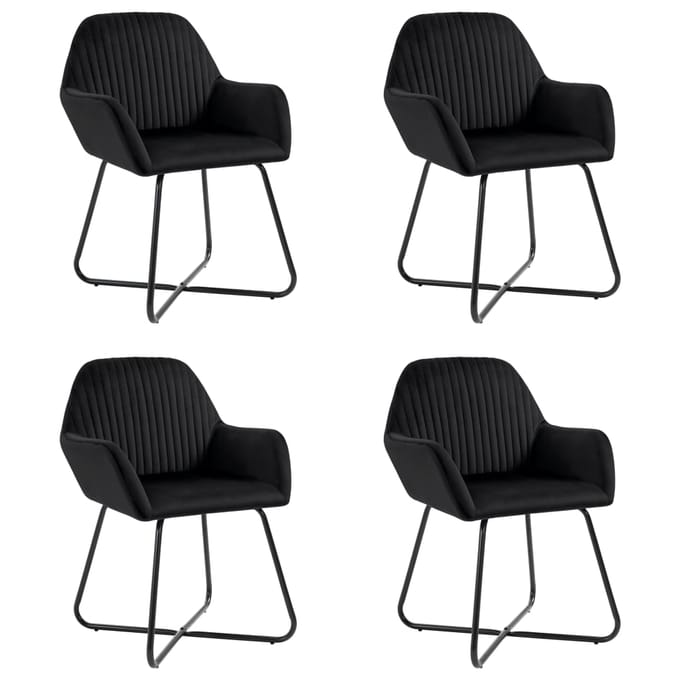 vidaXL - Eetkamerstoelen - 4 - st - fluweel - zwart