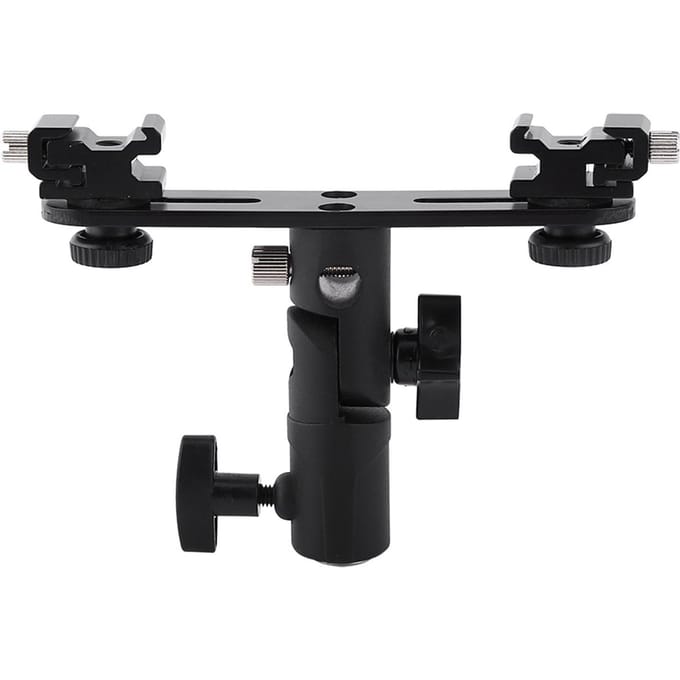 Support Double Griffe Flash Noir Porte-Parapluie Support de Pied d'Éclairage Pour Photographie Photo Vidéo black