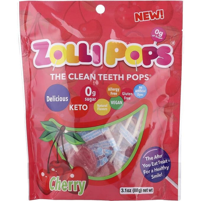 De Clean Teeth Pops®, Kers, 3,1 oz (88 gram)