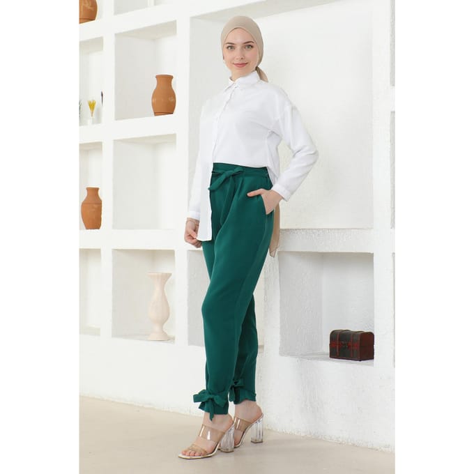 Met riem Broek Smaragdgroen