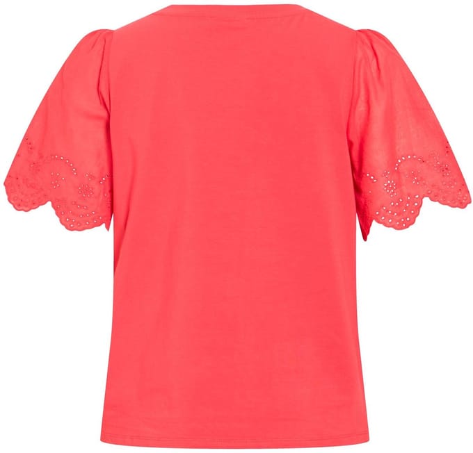 VILA - VICELIANA O-NECK EMB S/S TOP - Dames - Blouses