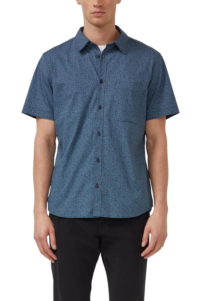 s.Oliver - male - Slim fit: lichtgewicht overhemd met korte mouwen, borstzak en print