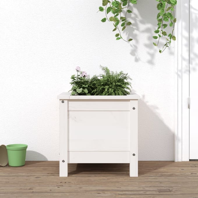 vidaXL - Plantenbak - 40x40x39 - cm - massief - grenenhout - wit