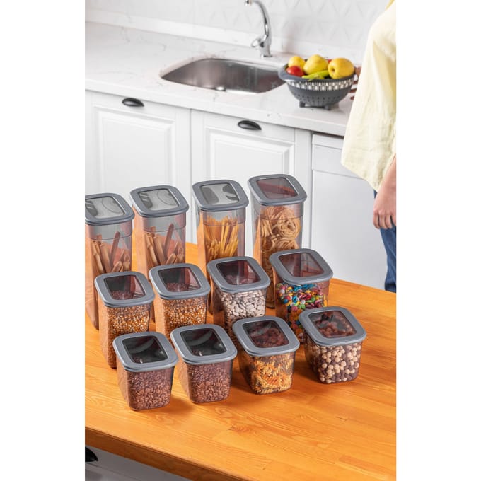 Asir - Opslagbox set (12 stuks) - Antraciet - 12 x 11,2 x 16,5