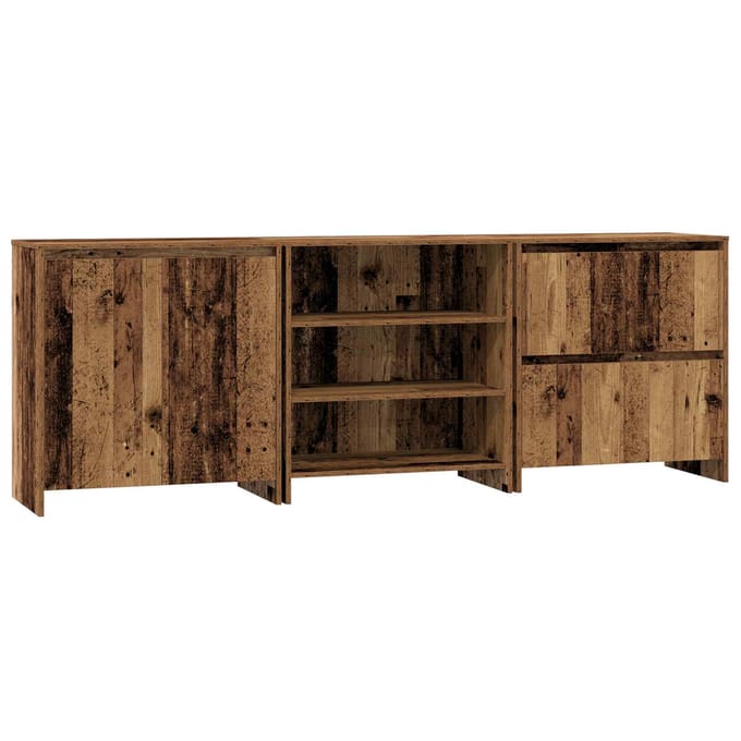 vidaXL - Dressoir - 3 - st - Oudhout - 70 - x - 41 - x - 75 - cm - Bewerkt - hout