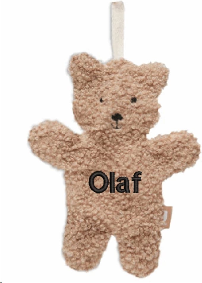 Jollein speendoekje Teddy bear biscuit met geborduurde naam