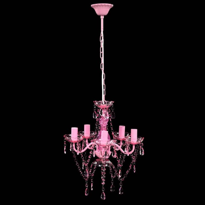 vidaXL - Kristallen - licht - met - 5 - gloeilampen - rosa