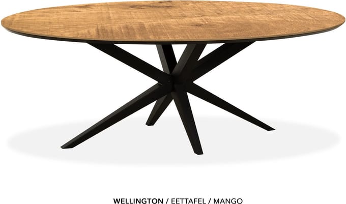 Maxfurn - Ovale eettafel 250x128cm met verjongde rand | Zeer krasvast | Kleur: Mango