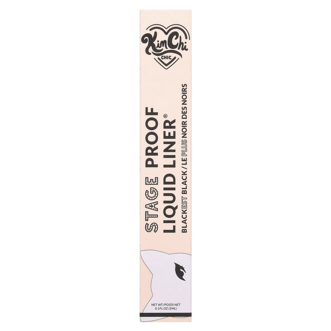 KimChi Chic Beauty, Stage Proof Liquid Liner®, 01 Klassiek Kwastje, Zwartste Zwart, 0,1 fl oz (3 ml) white