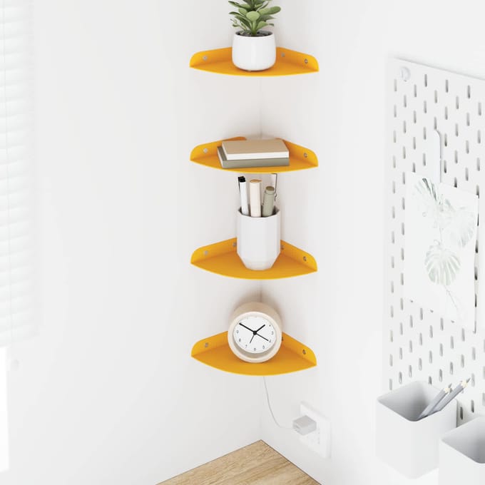 vidaXL - Hoek - Plank - 4 - st - Mosterdgeel - 15 - x - 15 - x - 2 - cm
