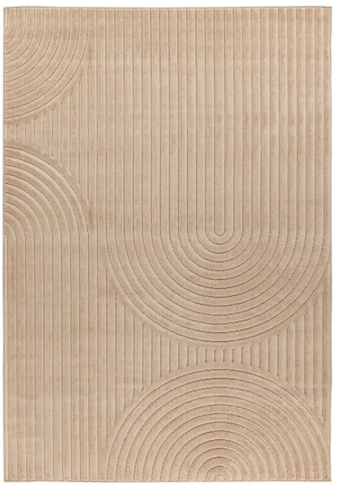 Japandi binnen- en buitenkleed Viva – beige met fijn patroon