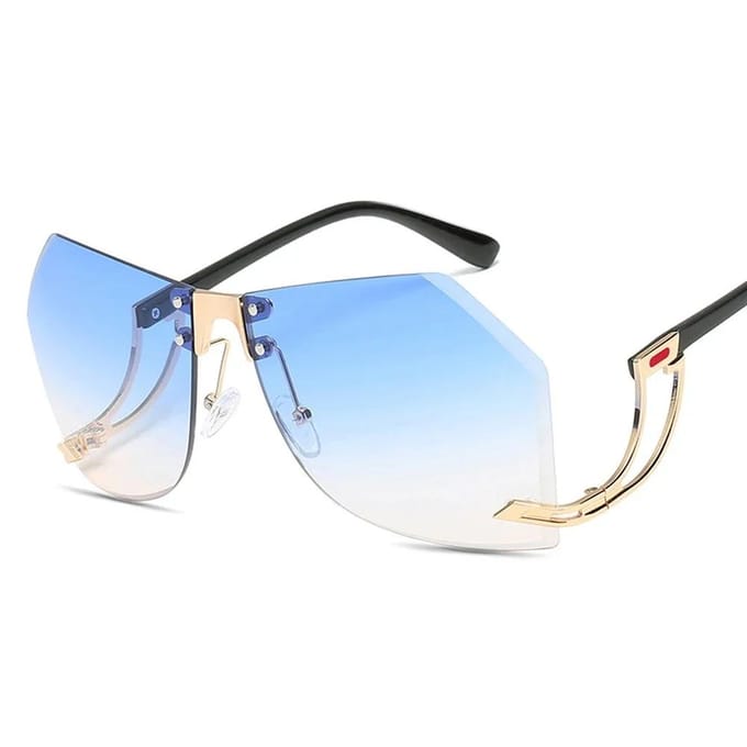 Nieuwe Irreguliere Randloze Zonnebril Dames Designer Legering Frame Oversized Verloop Zonnebril Mode Vrouwelijk Heldere Tinten