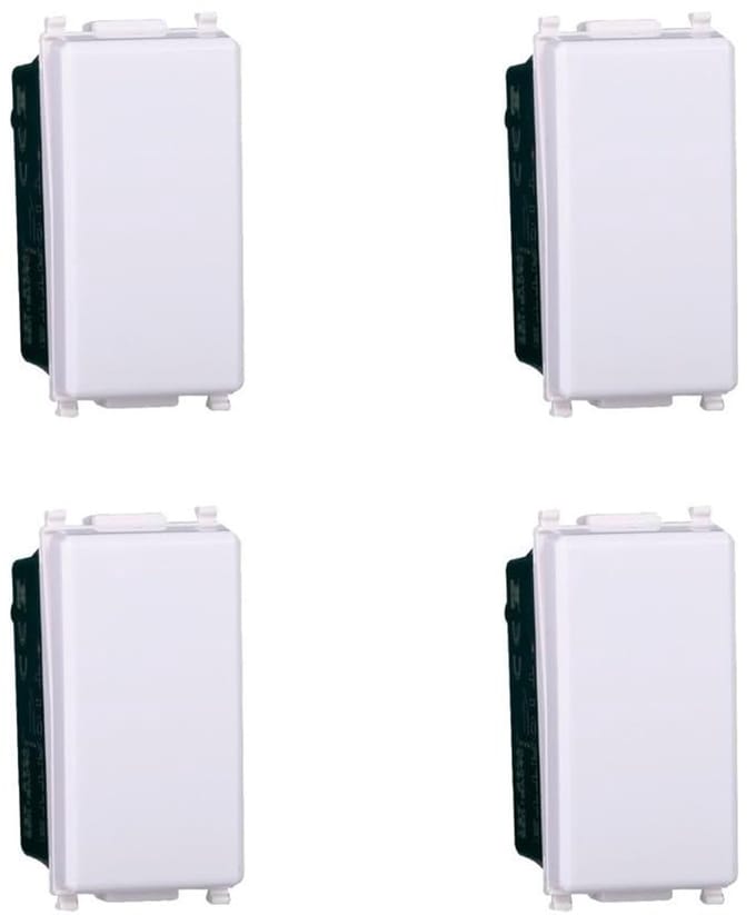 Enkele Pol Knop - Drukknop Schakelaar - Deurintercom Bediening - Normaal Open Contact - 4 Stuks - Wit