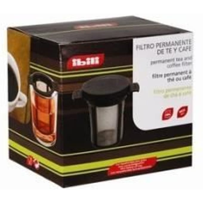 Ibili - Filtre Réutilisable pour Thé Et Café, Acier Inoxydable 18/10, Couvercle Inclus
