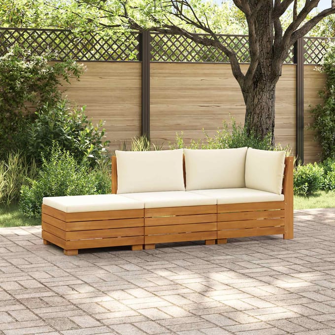 vidaXL - 3 - st - Buiten - bank - set - Massief - Acacia - Hout - Bruin