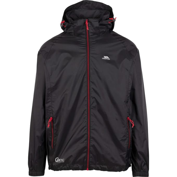 Trespass - Unisex Qikpac X Opbergbare Jas (Zwart/Rood)